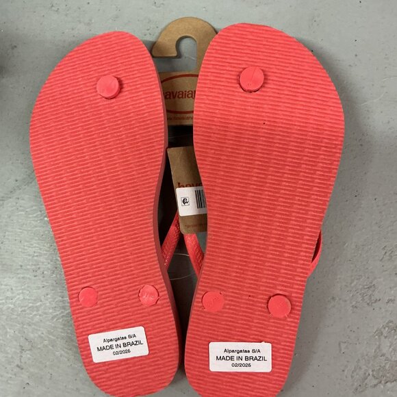 NWT Havaianas Slim Flip Flops Tropical Coral with Gold Metallic Logo on Strap - Picture 5 of 9